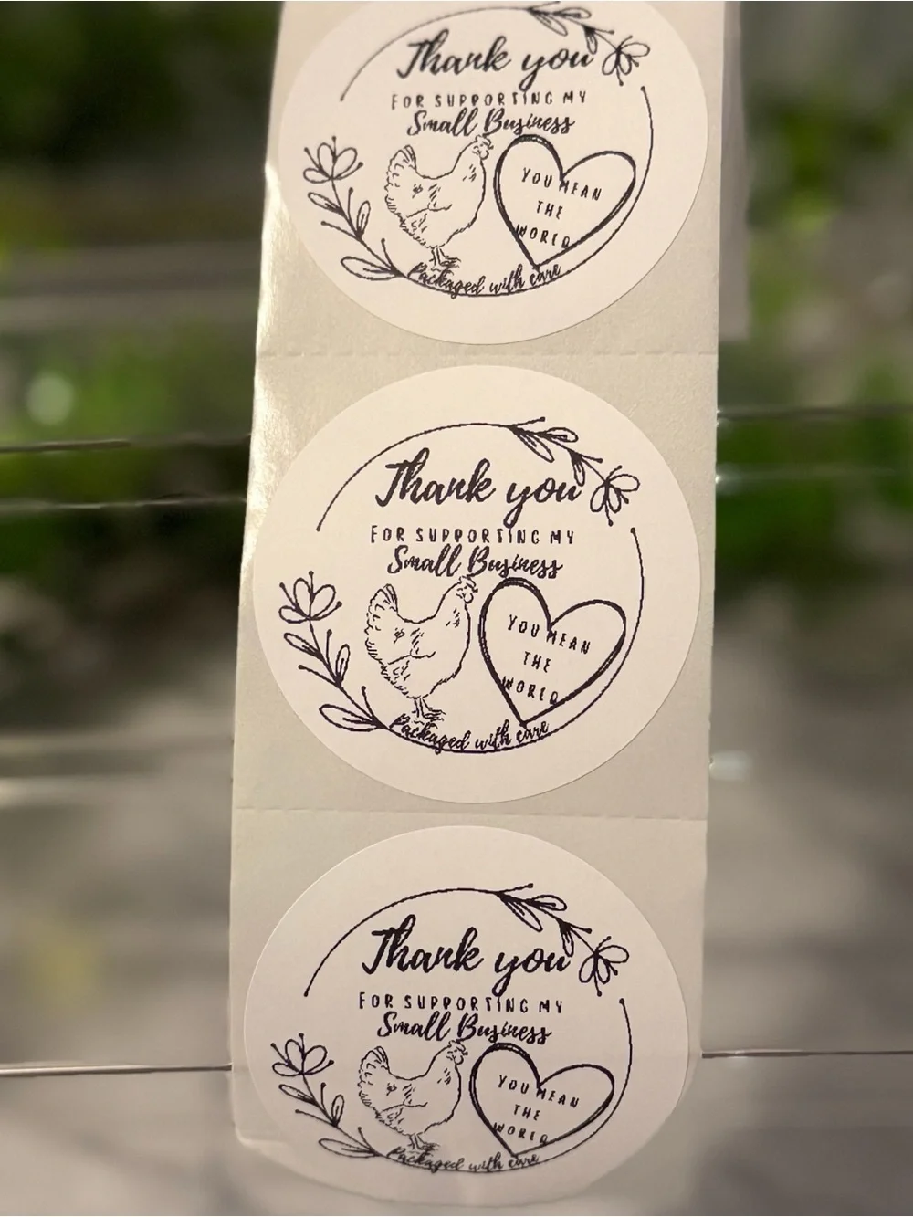 Chicken Thank You Stickers 2” Circle | 200 Small Business Labels Country Theme
